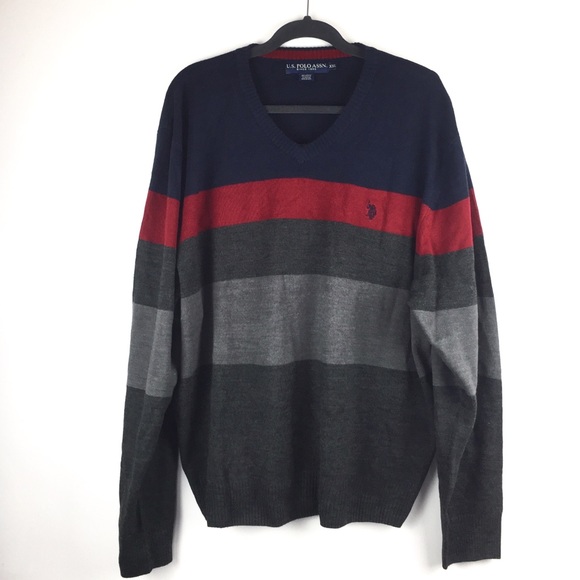 US Polo Assn Striped V-neck Sweater - Picture 2 of 6